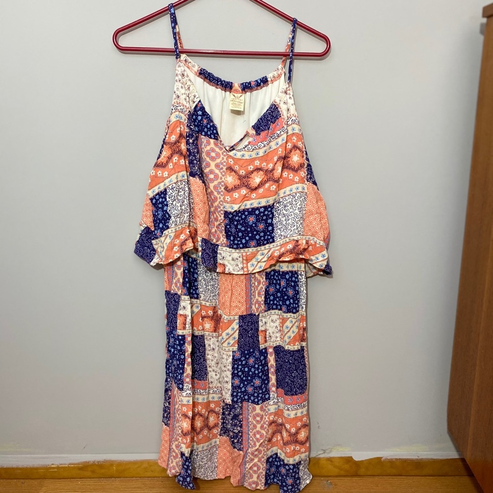 Patched Spaghetti Strapped Dress